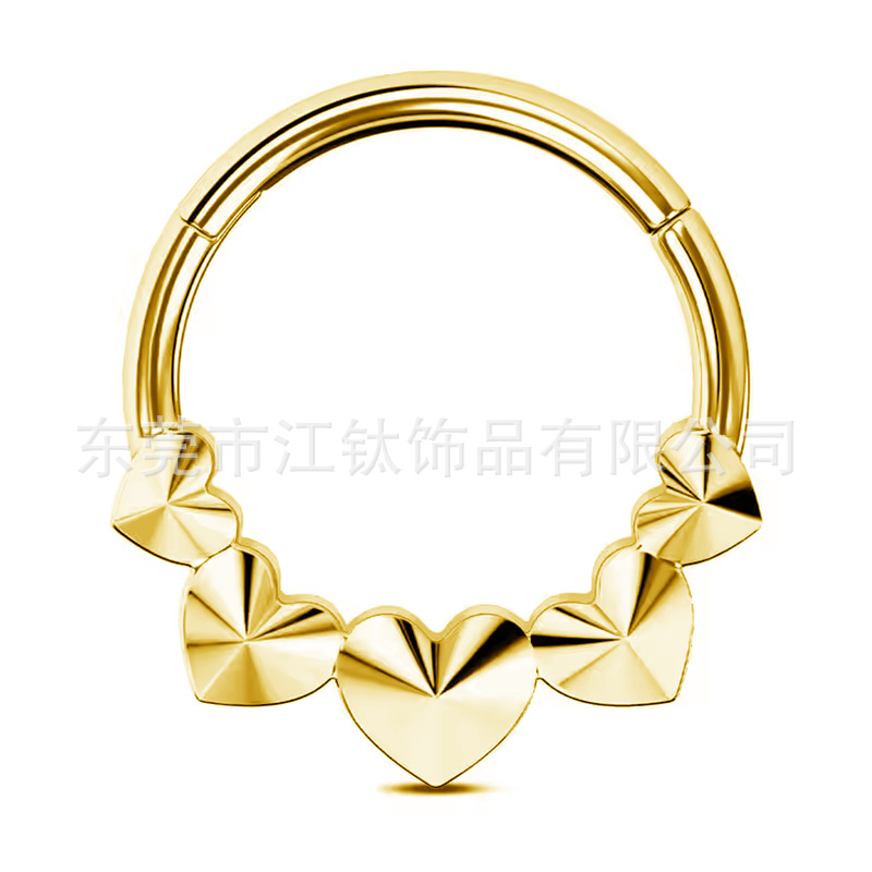 G23 Titanium Alloy Heart Shape Nose Ring Love Open Ring Cross-Border Gold Earrings Nose Jewelry Body Piercing - Image 4