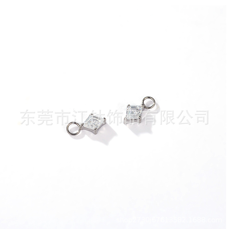G23 Titanium Ear Bone Nail Welding Ring Rhombic Zircon Cross Body Piercing Running Earring - Image 4