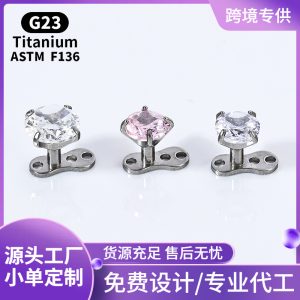Zesen G23 Titanium Alloy Subcutaneous Buried Nail Zircon Internal Thread Lockbone Nail with Base suit Puncture Jewelry