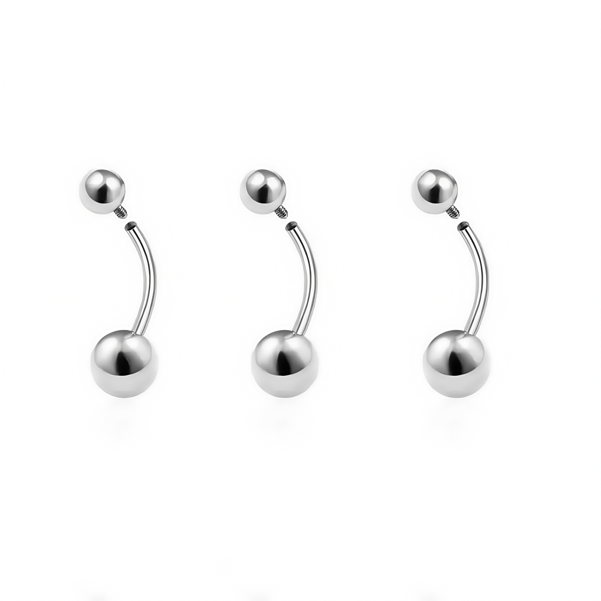 F136 Titanium Internal Thread Double Ball Basic Curved Bar Belly Button Ring G23 Titanium Alloy Body Piercing Jewelry - Image 5