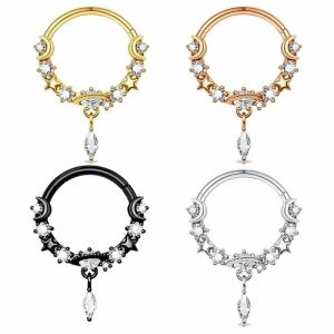 Stainless Steel Star Moon Nose Ring Septum Ring Nose Stud Piercing Jewelry