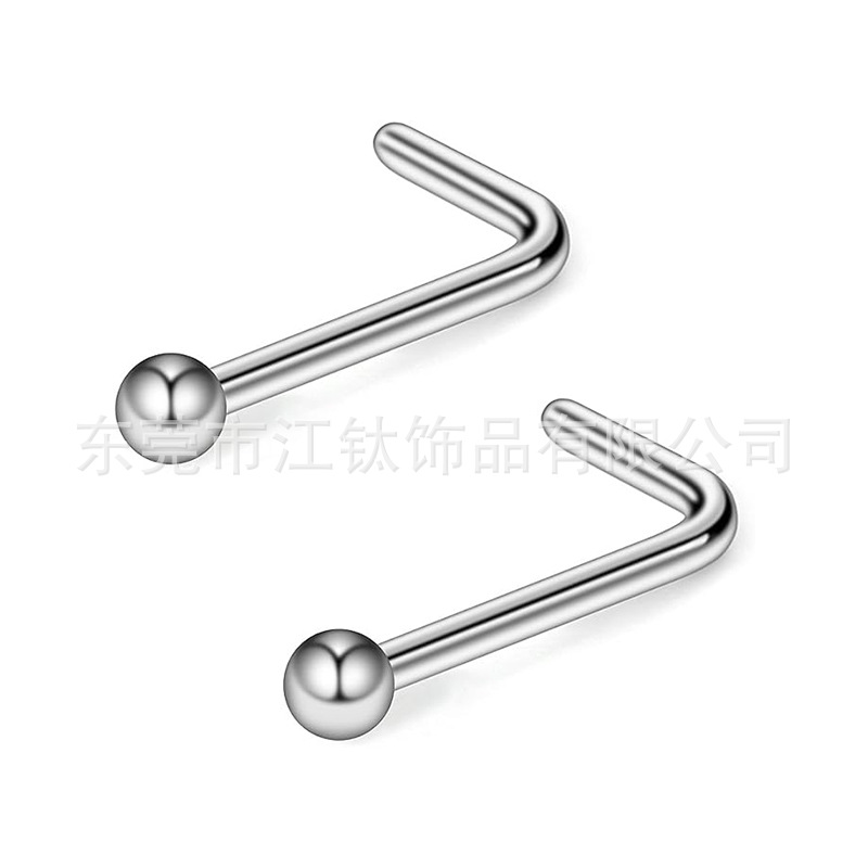 G23 Titanium Nose Stud L-Shaped Nose Ring with Ball - ASTM F136 Body Piercing Jewelry for Women Men - Image 5