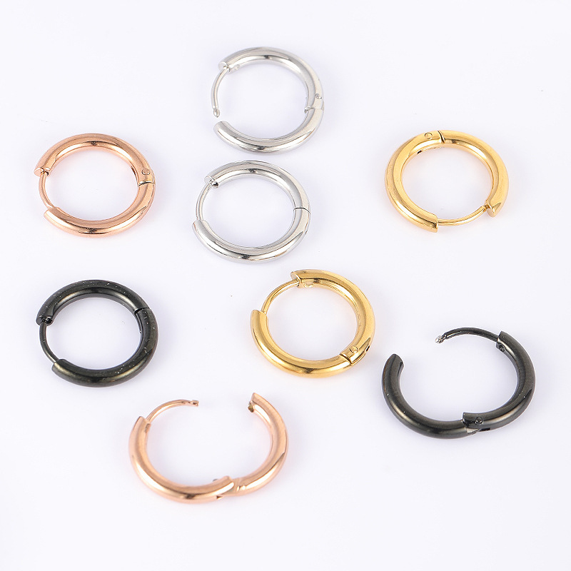 High Quality 316L Surgical Steel Round Wire Earrings Circle Earrings for Men and Women Rainbow Color - Image 5
