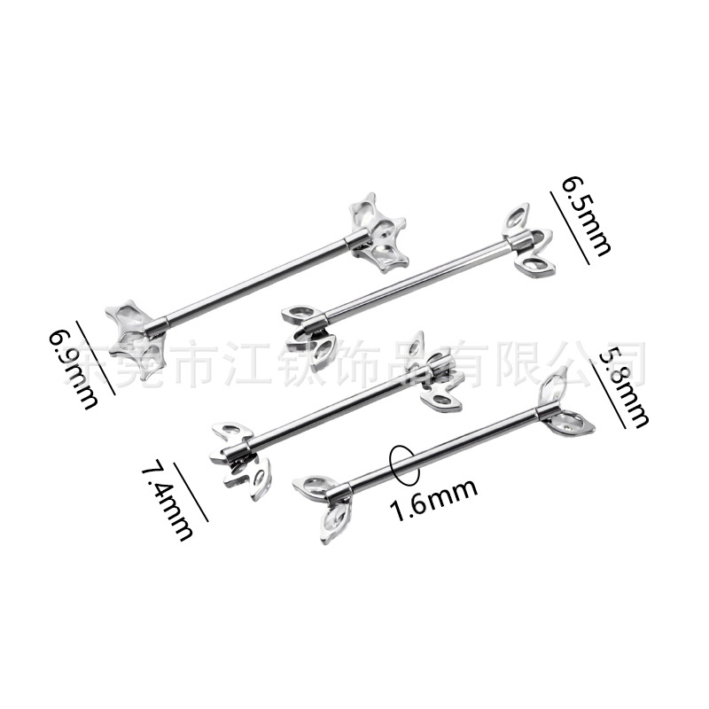 G23 Titanium Nipple Ring with Marquise Leaf CZ Inlay, ASTM F136 Body Piercing Nipple Jewelry - Image 2