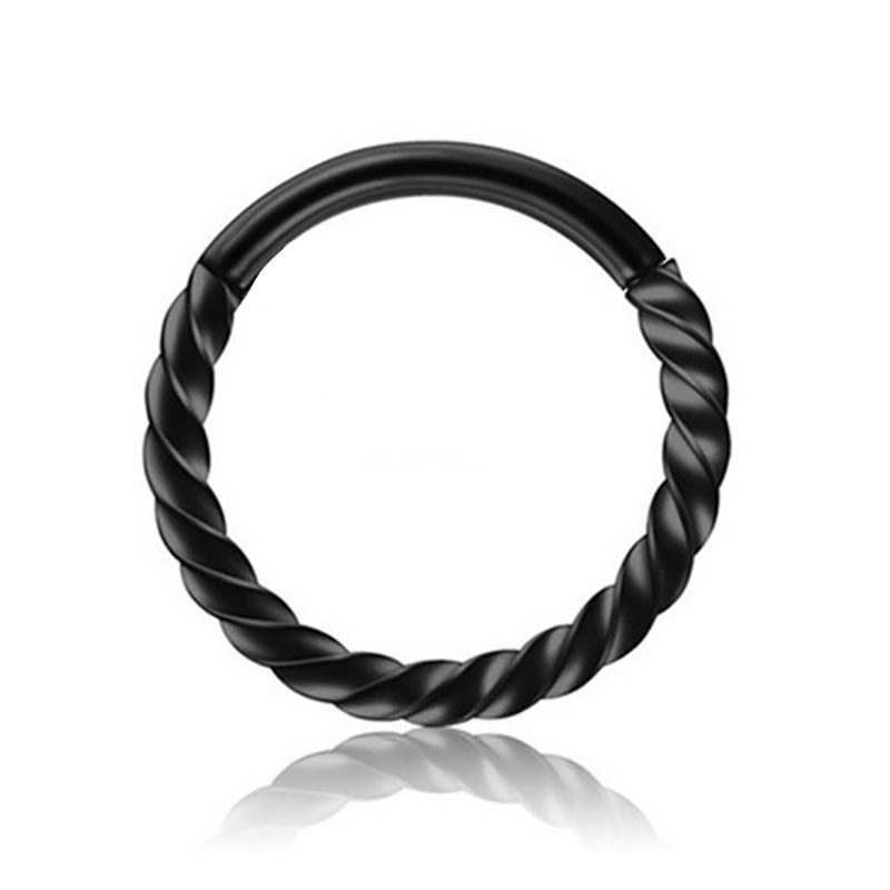 Twist Flower Stainless Steel Seamless Hoop Nose Ring Open Interface Lip Ring Body Piercing - Image 3