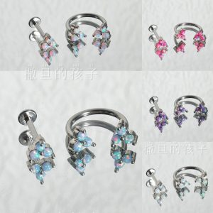 Satan's Child Australian Opal Lip Studs Titanium Steel Internal Thread Lip Rings Cartilage Ear Studs Body Jewelry