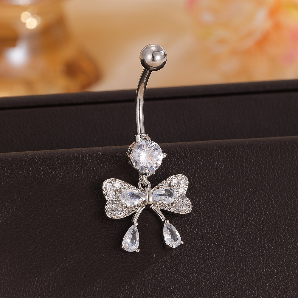 Bow Pendant Dangle Belly Button Ring Navel Piercing Jewelry Gold Copper - Image 5