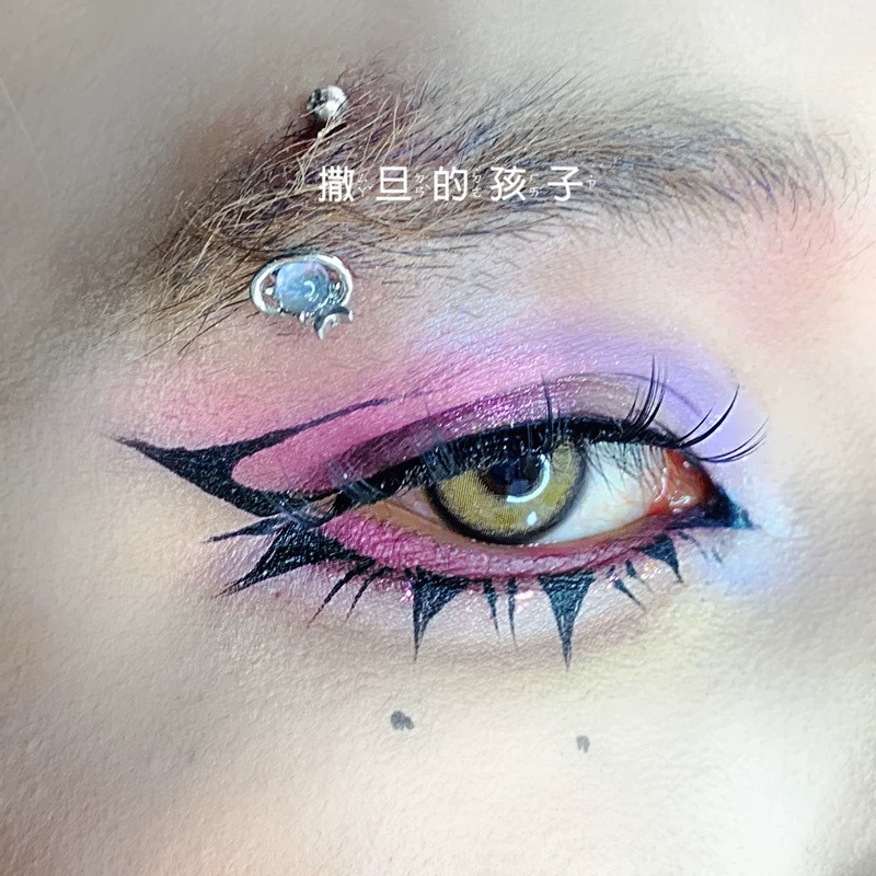 Satan's Child Eyebrow Barbell External Thread Moonstone Flash Eyebrow Ring Rock Lip Face Ear Bone Piercing Jewelry 316L Surgical Steel 12mm - Image 2