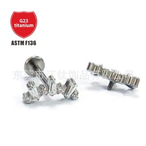 F136 Titanium Ear Cartilage Stud with Lip Nail - G23 Alloy Body Piercing Jewelry