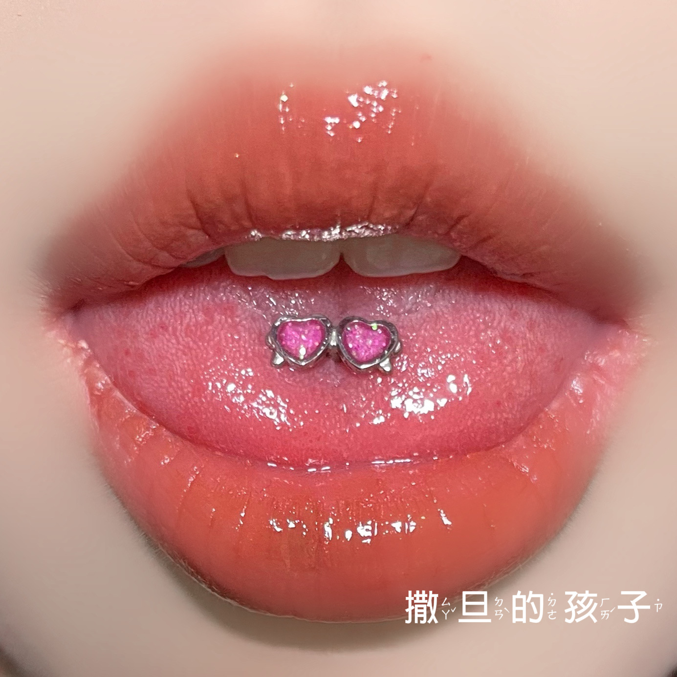 Red Heart Tongue Barbell 12mm 16G External Thread Titanium Steel Tongue Ring Tongue Piercing Jewelry - Image 3