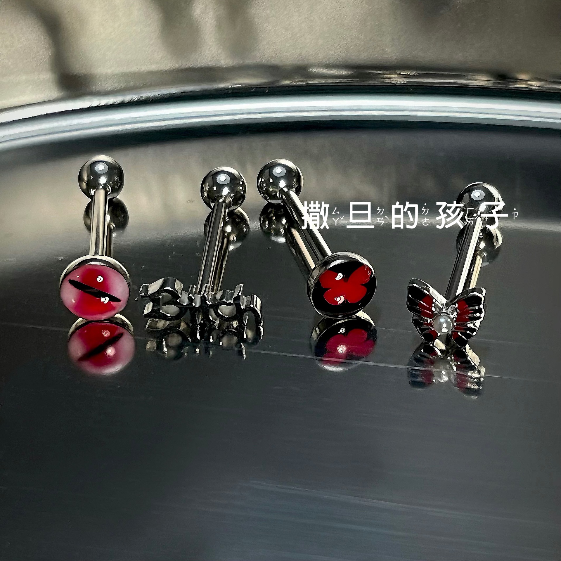 Satan's Child First Love Butterfly Flower Tongue Nail Titanium Steel External Thread Hot Girl Sweet Cool Tongue Ring - Image 2