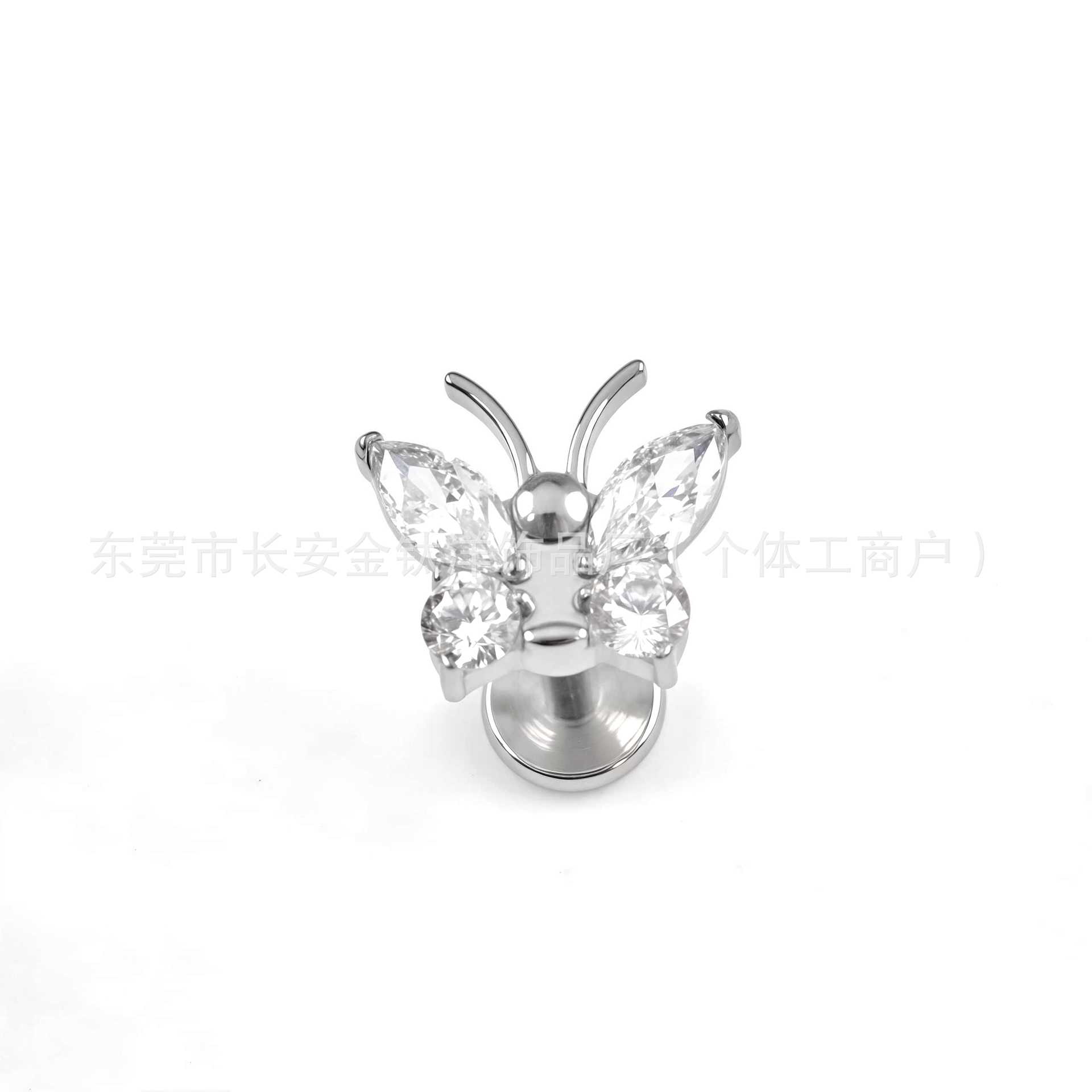 F136 Titanium Butterfly Tentacle Earrings Set with 5A Zircon Lip Nails G23 Titanium Alloy Body Piercing Jewelry - Image 4