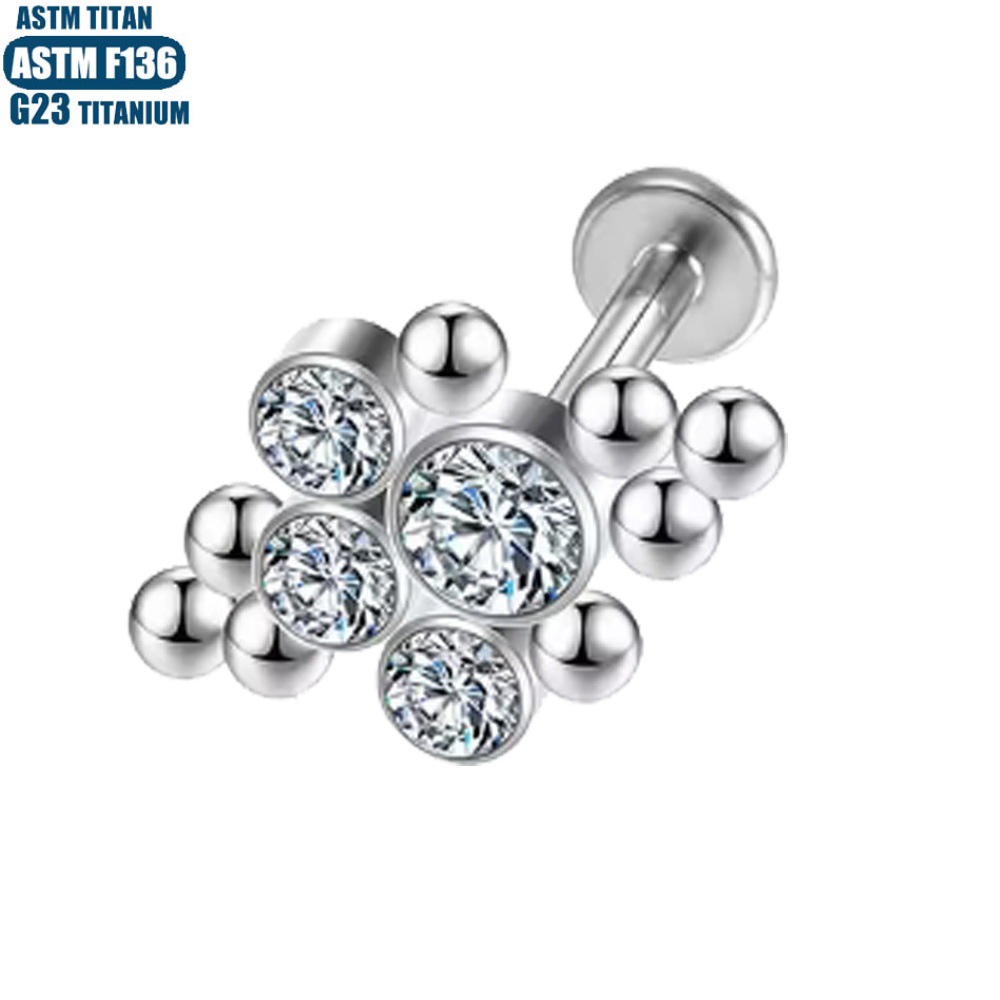 G23 Titanium Wholesale Lip Ring CZ Welding Bead Thread Inner Tooth Body Piercing Jewelry Tragus Cartilage Ring Lip Nail - Image 3