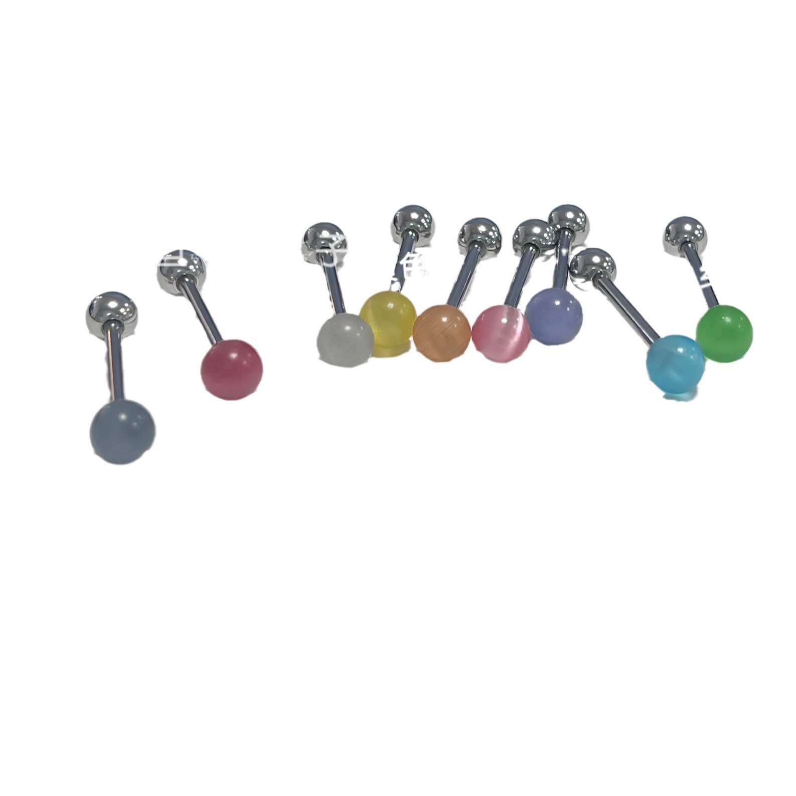 Sweet Cool Cat's Eye Tongue Ring - 12mm Bar Length 1.6mm Titanium Steel Externally Threaded Tongue Barbell Jewelry - Image 5
