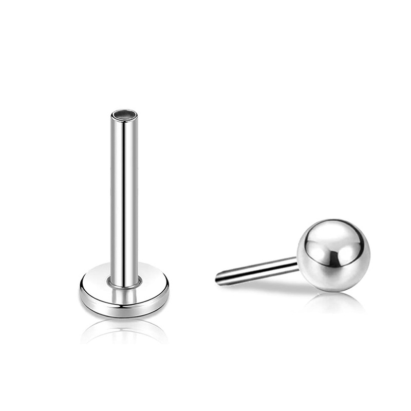 G23 Titanium Threadless Labret Stud Earring - 0.8x12mm Round Ball Cartilage Stud - Image 2