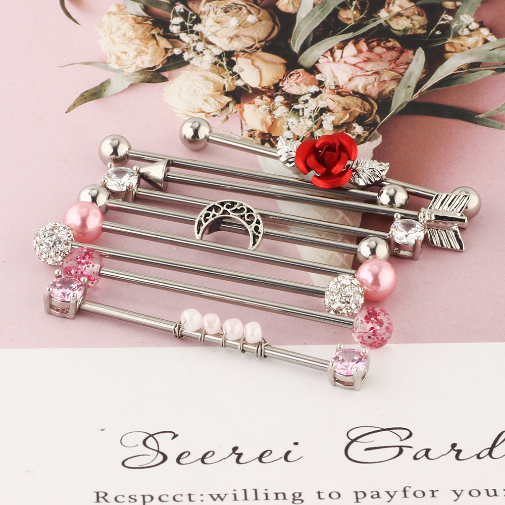 9-Piece Industrial Barbell Set Stainless Steel Geometric Ear Piercing Jewelry Cartilage Hoops - Image 4