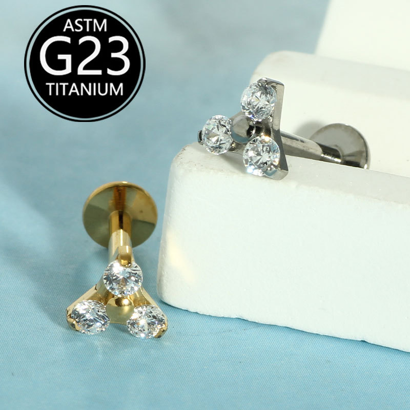 G23 Titanium Flower Internally Threaded Flat Back Lip Stud Ear Cartilage Piercing Jewelry - Image 5