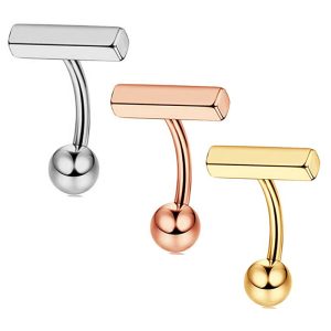 Rose Gold Simple Geometric Belly Button Ring Stainless Steel Navel Jewelry for Women