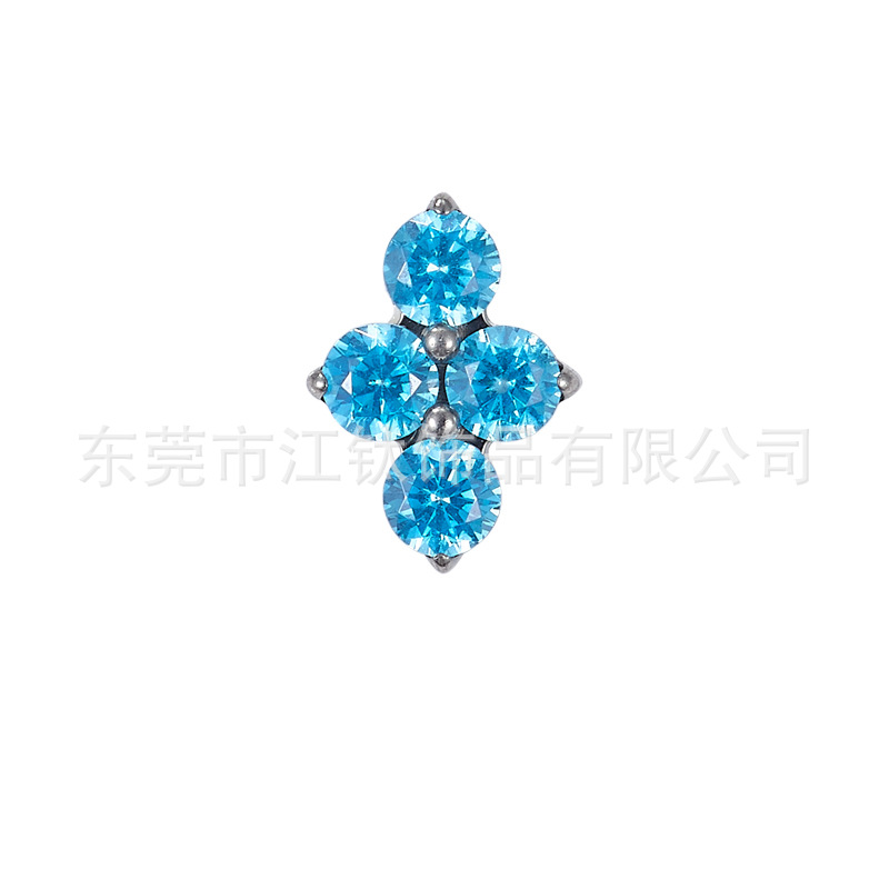 G23 Titanium Four-leaf Clover Earring Diamond-encrusted Lip Nail Cross-border Human Puncture Jewelry Ear Bone Nail - Image 5