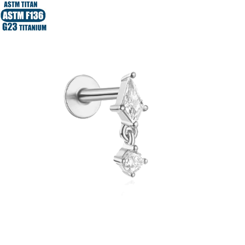 Titanium Alloy Gold Diamond Inner Tooth Thread Lip Ring Earring Piercing Jewelry Lip Stud - Image 3