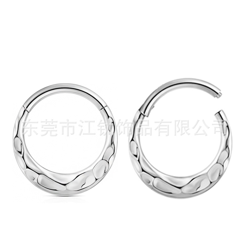 Jiangtitanium F136 Titanium Nose Ring Crescent Concave-Convex Frosted Ear Buckle G23 Titanium Alloy Body Piercing Jewelry Earrings - Image 5
