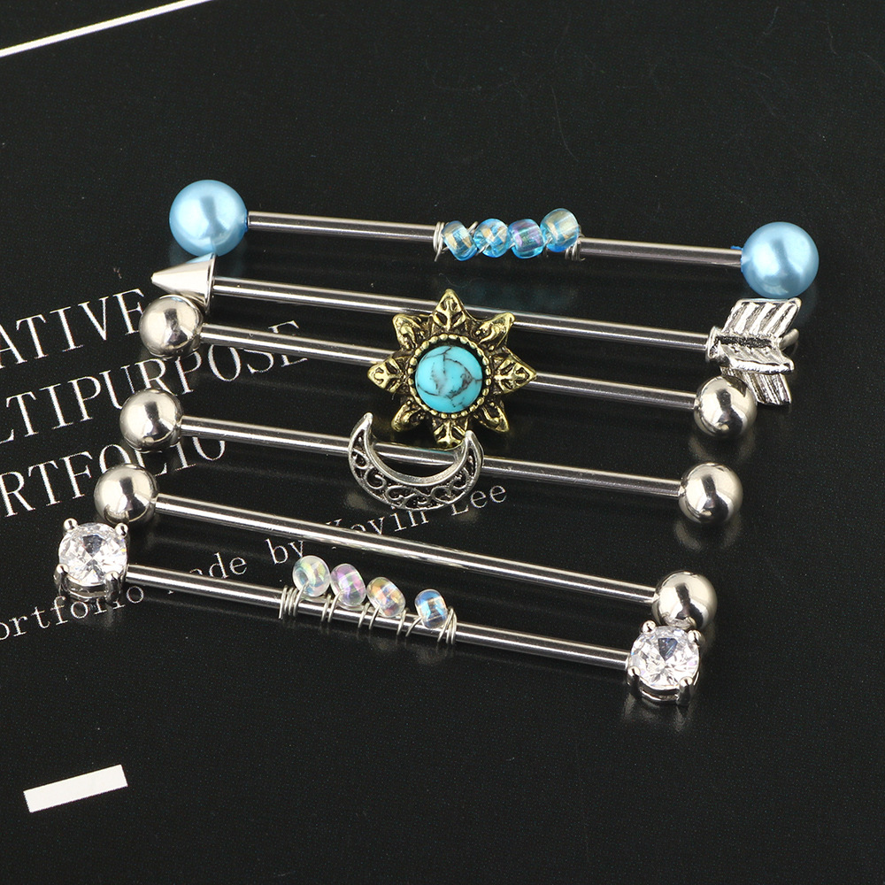 Amazon Piercing Jewelry Set Long Rod Stud Earrings Body Piercing Stainless Steel Industrial Barbell - Image 3