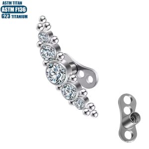 F136 Titanium Alloy Diamond Embedded Bone Nail Implant Body Piercing Welding Ball Internal Tooth Embedded Nail Implant with Base