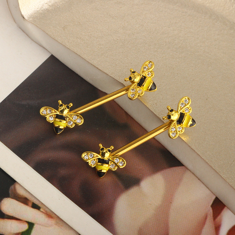 Bee Nipple Nail Ring Stainless Steel Nipple Ring Piercing Jewelry Chest Ornament - Image 3