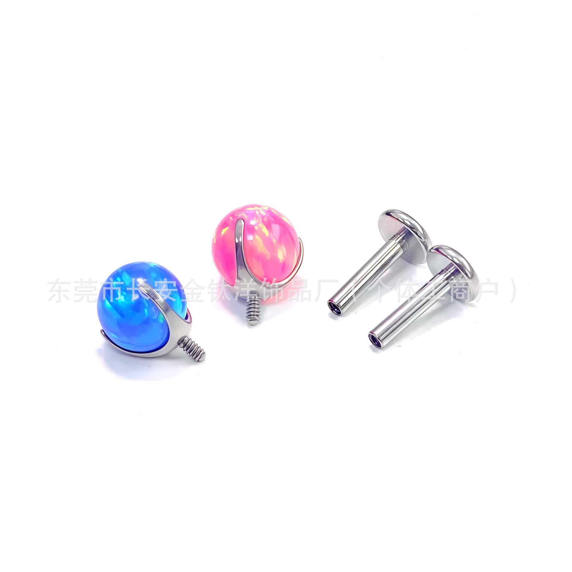 F136 Titanium Inner Thread Lip Nail Opal Three-Claw Ball G23 Titanium Alloy Piercing Jewelry Tongue Nail Ear Bone Nail - Image 3