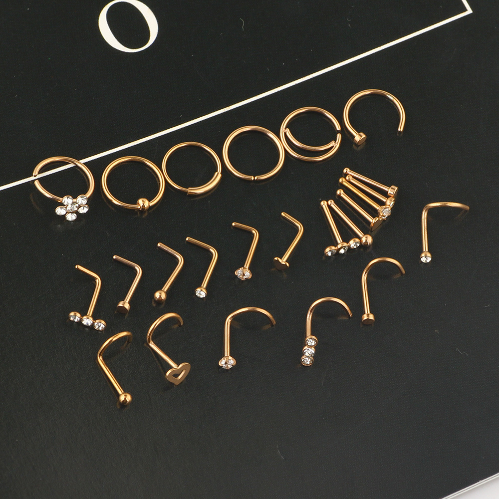 Amazon New Combination Nose Nail Set - 24 Piece Stainless Steel Nose Ring Jewelry Set - Image 4