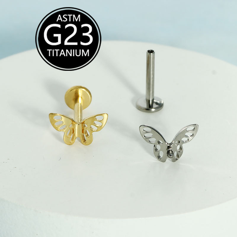 G23 Titanium Butterfly Lip Studs - Labret Nose Ear Cartilage Piercing Jewelry Wholesale New Model - Image 4