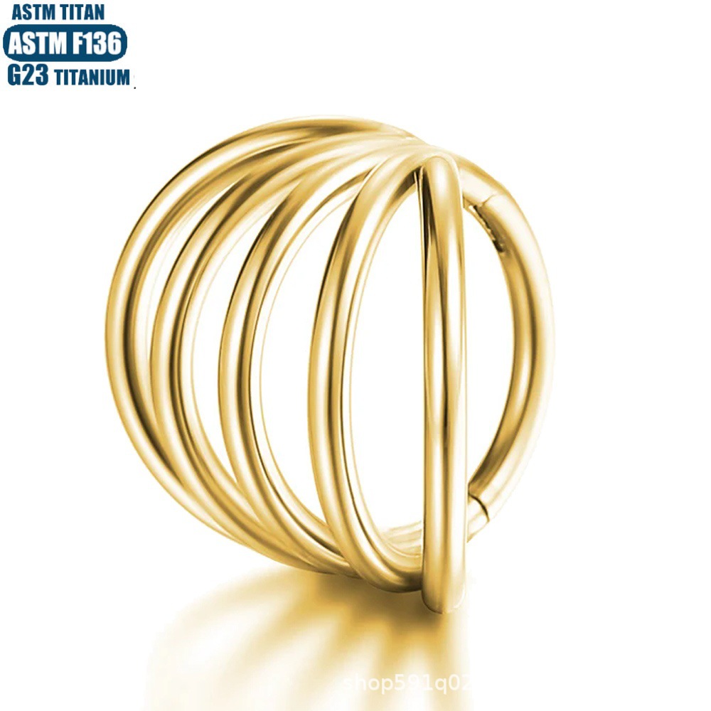 F36 Titanium Hinge Nose Ring Five-layer Separate Piercing Ear Ring Earrings Seamless Open Ring Conch Piercing Ear Ring Female - Image 3
