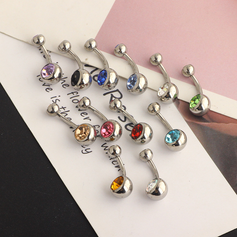 G23 Titanium Belly Button Ring Double Head CZ Zircon Umbilical Nail Body Piercing Jewelry - Image 3