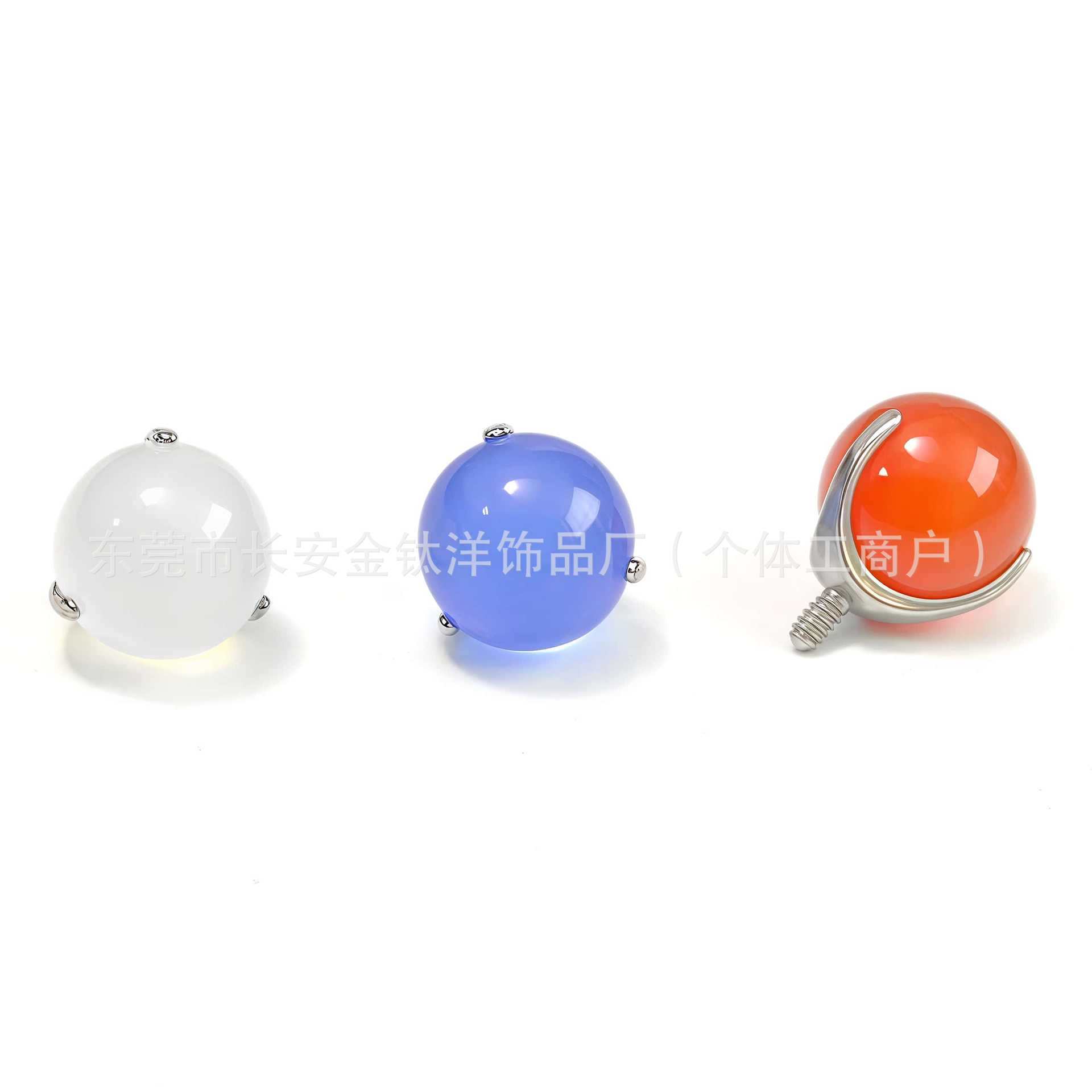 F136 Titanium Inner Thread Three-Claw Agate Ball Labret Stud Tongue Nail Lip Nail Ear Cartilage Piercing Jewelry - Image 4