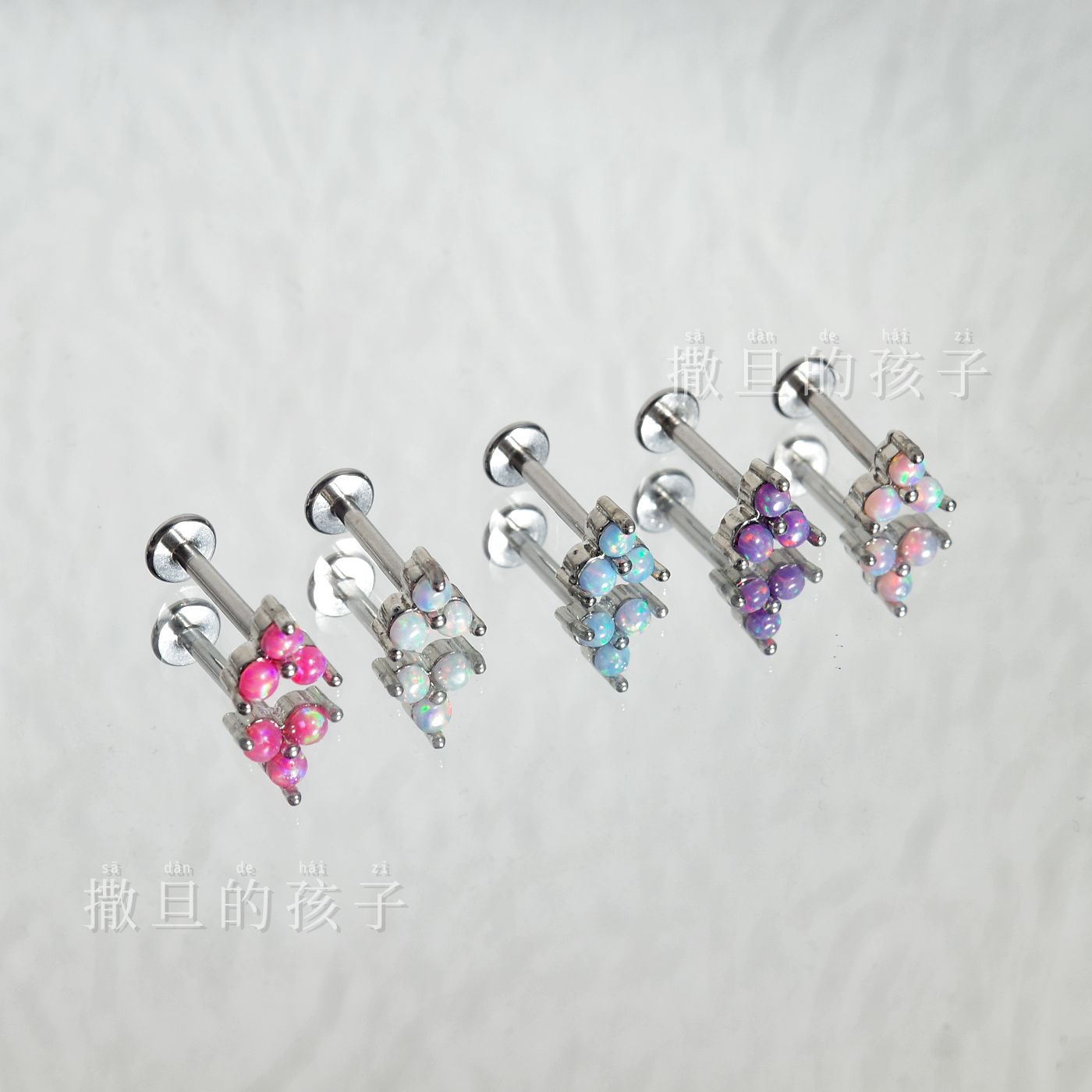 Satan's Child Australian Opal Lip Studs Titanium Steel Internal Thread Lip Rings Cartilage Ear Studs Body Jewelry - Image 2