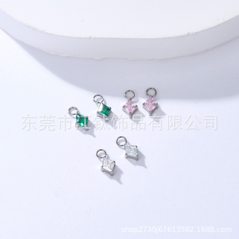 G23 Titanium Ear Bone Nail Welding Ring Rhombic Zircon Cross Body Piercing Running Earring - Image 3