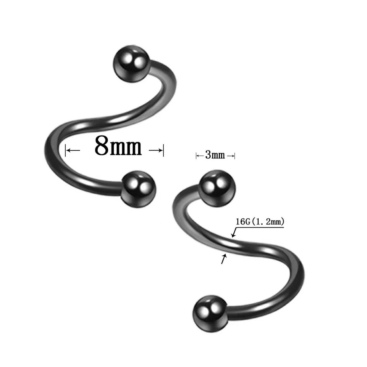 G23 Titanium Nose Ring S-Shaped Nose Stud Round Ball Pointed Cone Earring Body Piercing Jewelry - Image 5