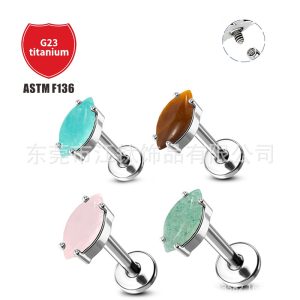 F136 Titanium Ear Bone Nail Natural Stone Cross Border G23 Titanium Alloy Body Piercing Ear Stud