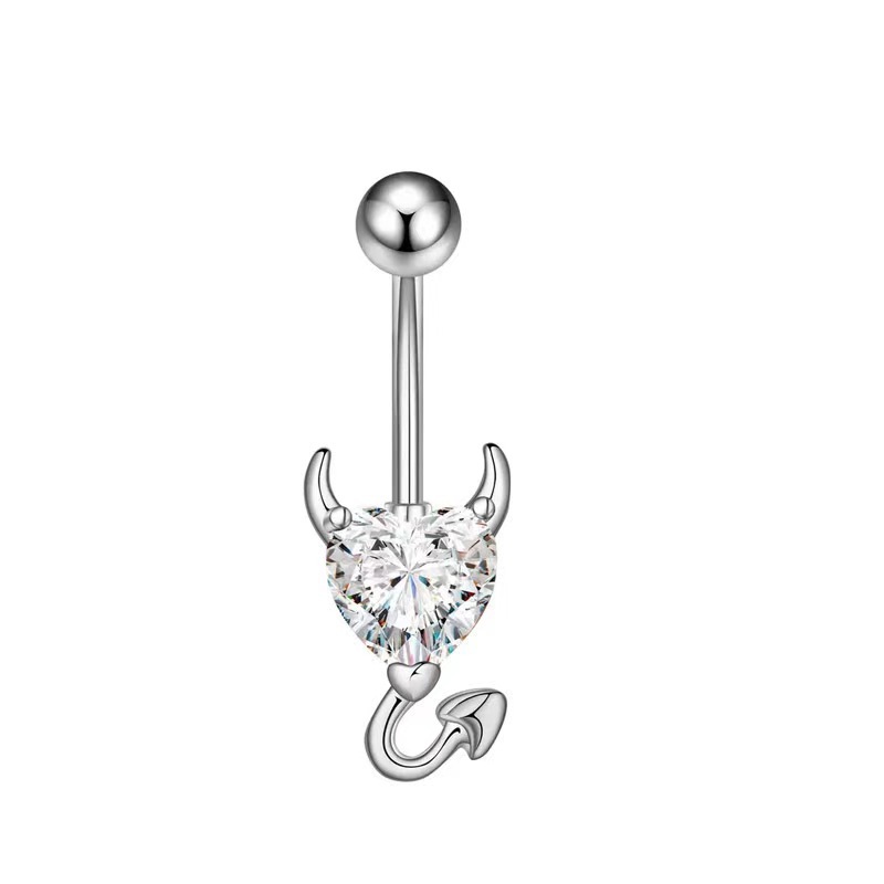 Gold Belly Button Ring Heart Zircon Dangle Navel Jewelry Nightclub Flash - Image 2