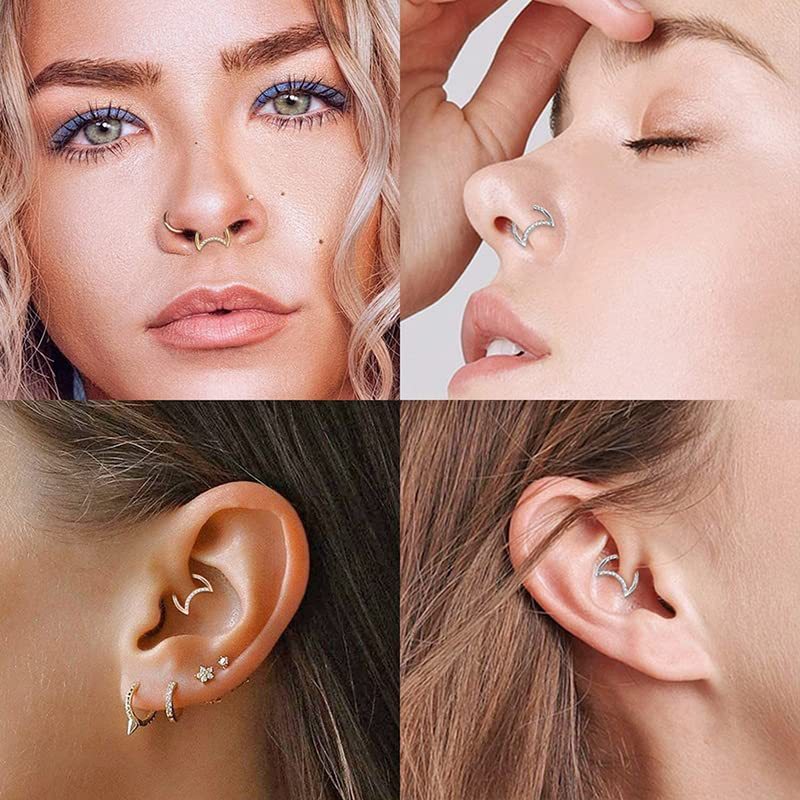 G23 Titanium Moon Nose Ring Closed Ring Septum Earring for Nasal Septum Piercing Hoop Jewelry - Image 4