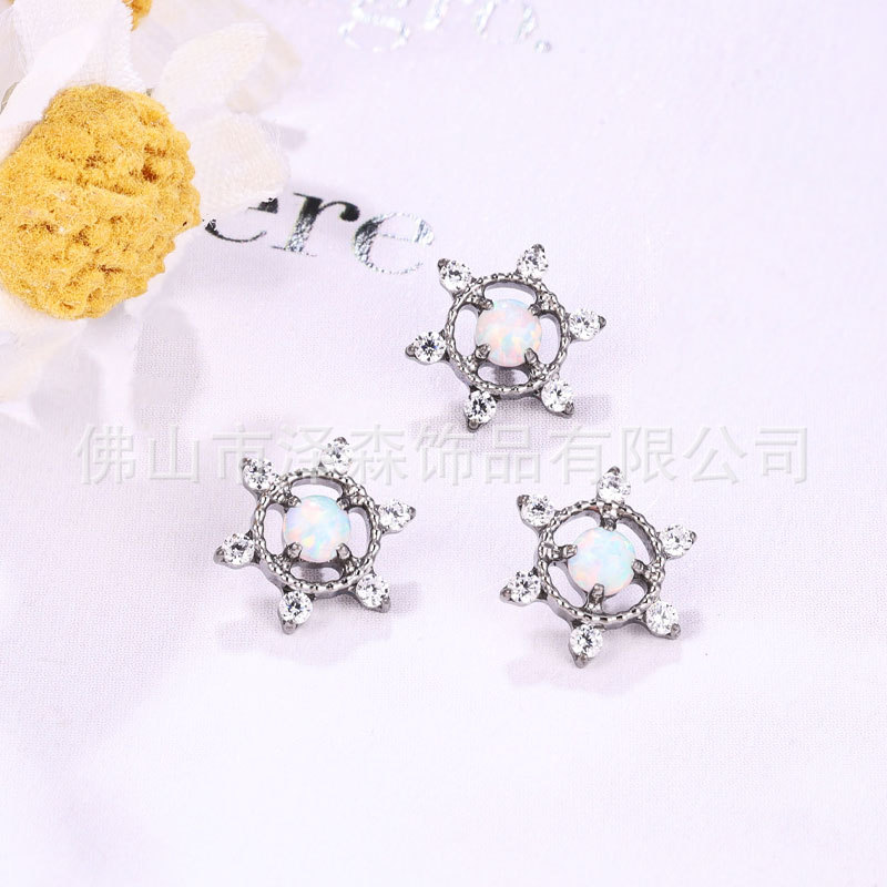 F136 Titanium Opal Snowflake Stud Earring Saturn Cartilage Dangle Earrings Jewelry - Image 2