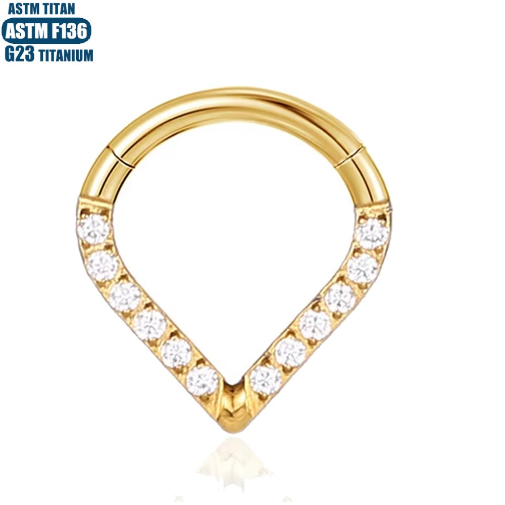 G23 Titanium Alloy Closed Hoop Nose Ring for Women, Zircon Water Drop Earrings, Nose Septum Ring, Ear Bone Ring Hot Selling - Image 3