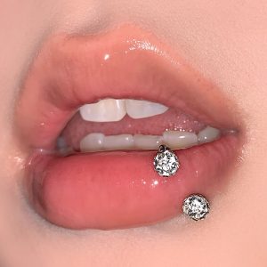 6-Color Flashing Shambhala Mud Ball Lip Ring Sexy Ins Ear Bone Ring Titanium Steel Lip Nail Cross-Border Piercing Jewelry
