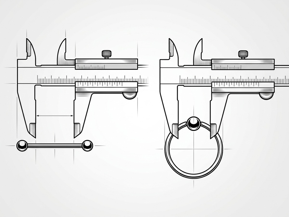 Piercing size guide illustration